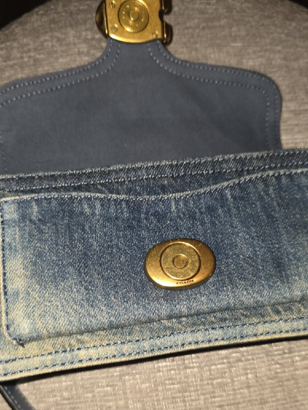 Coach Tabby Denim Shoulder Bag with Gold 'C' Turnlock - Blue - Picture 9 of 9